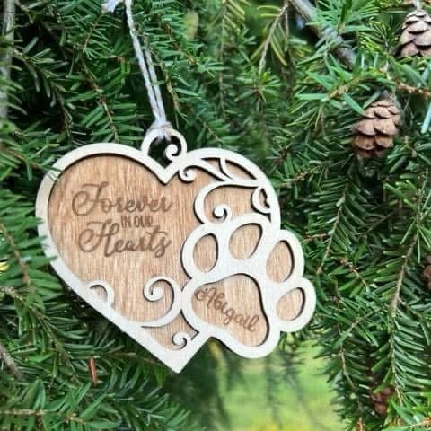 Forever in Our Hearts – Personalized Wood Pet Memorial Ornament