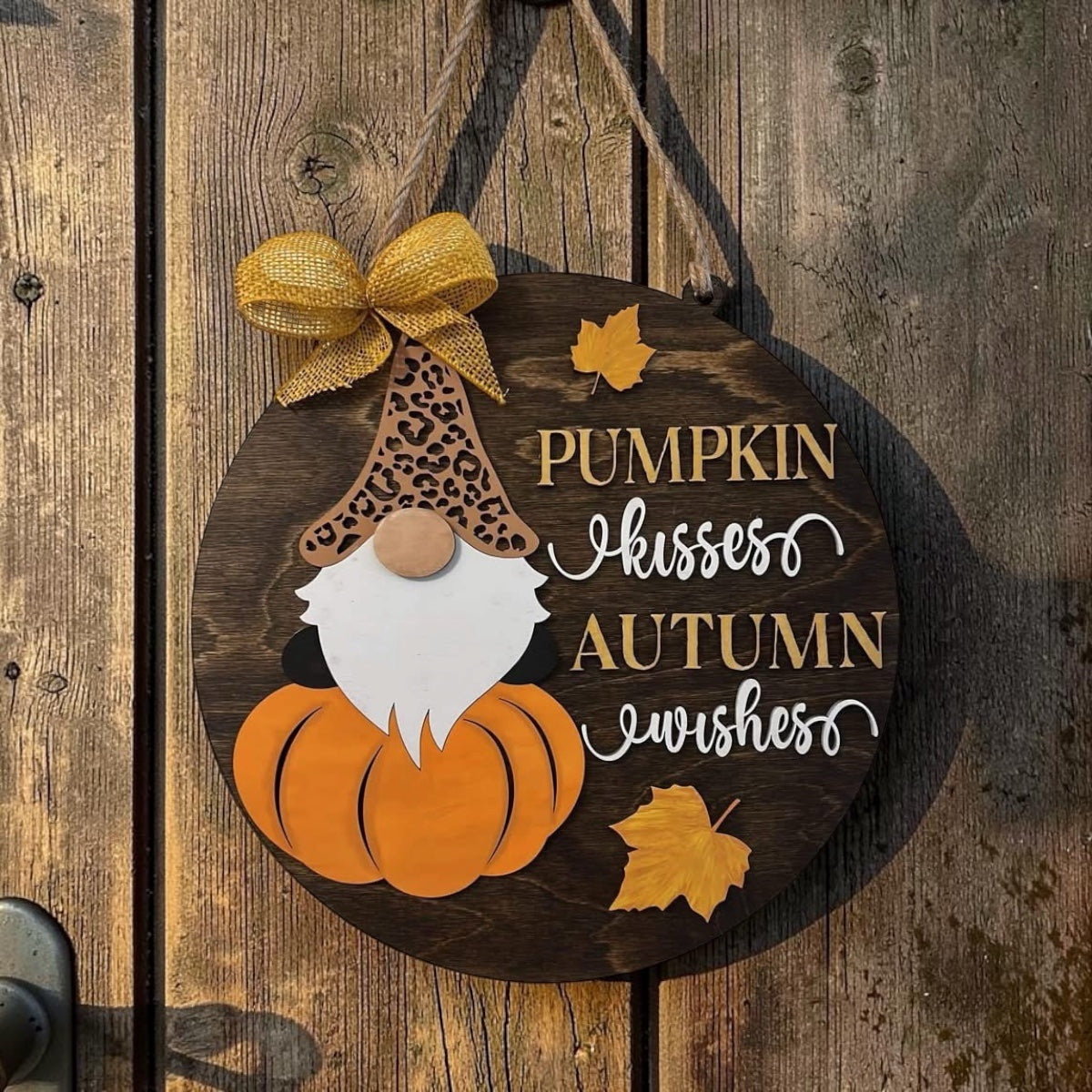 Pumpkin Kisses & Autumn Wishes Door Sign