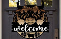 Highland Cow Wooden Welcome Door Sign – Rustic Farmhouse Décor