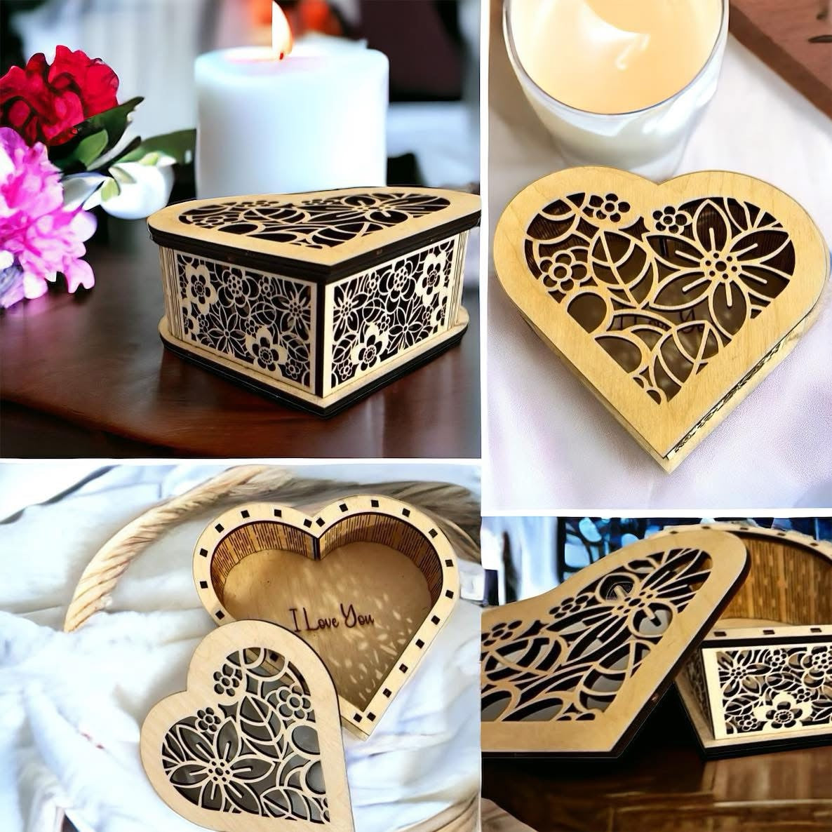 Handcrafted Heart-Shaped Wooden Keepsake Box