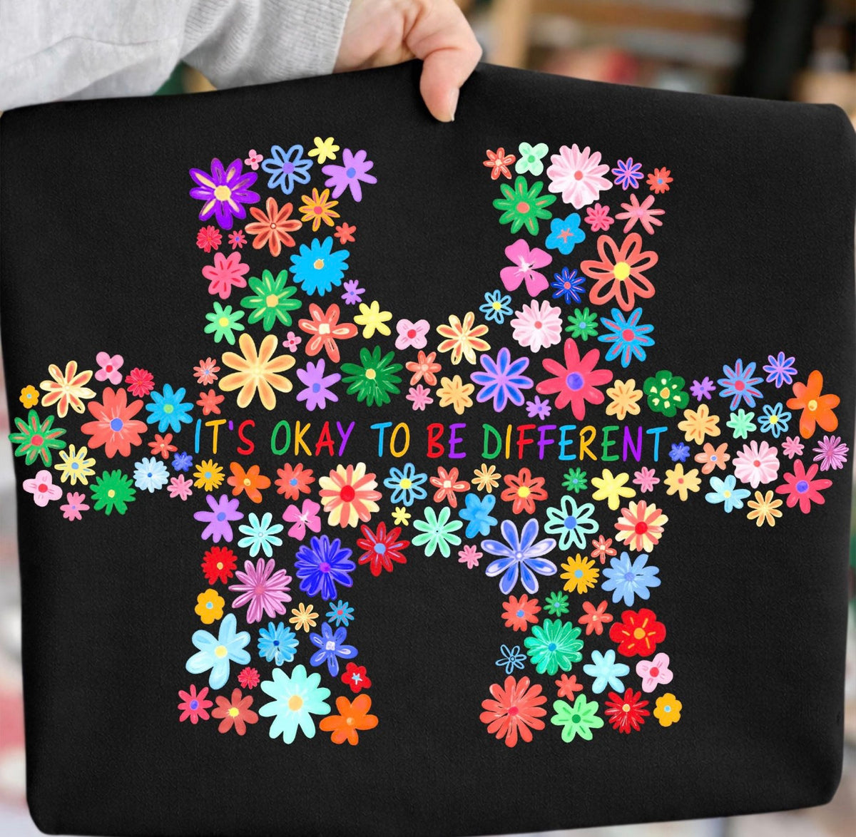It's Okay to Be Different Flower Puzzle Piece T-Shirt