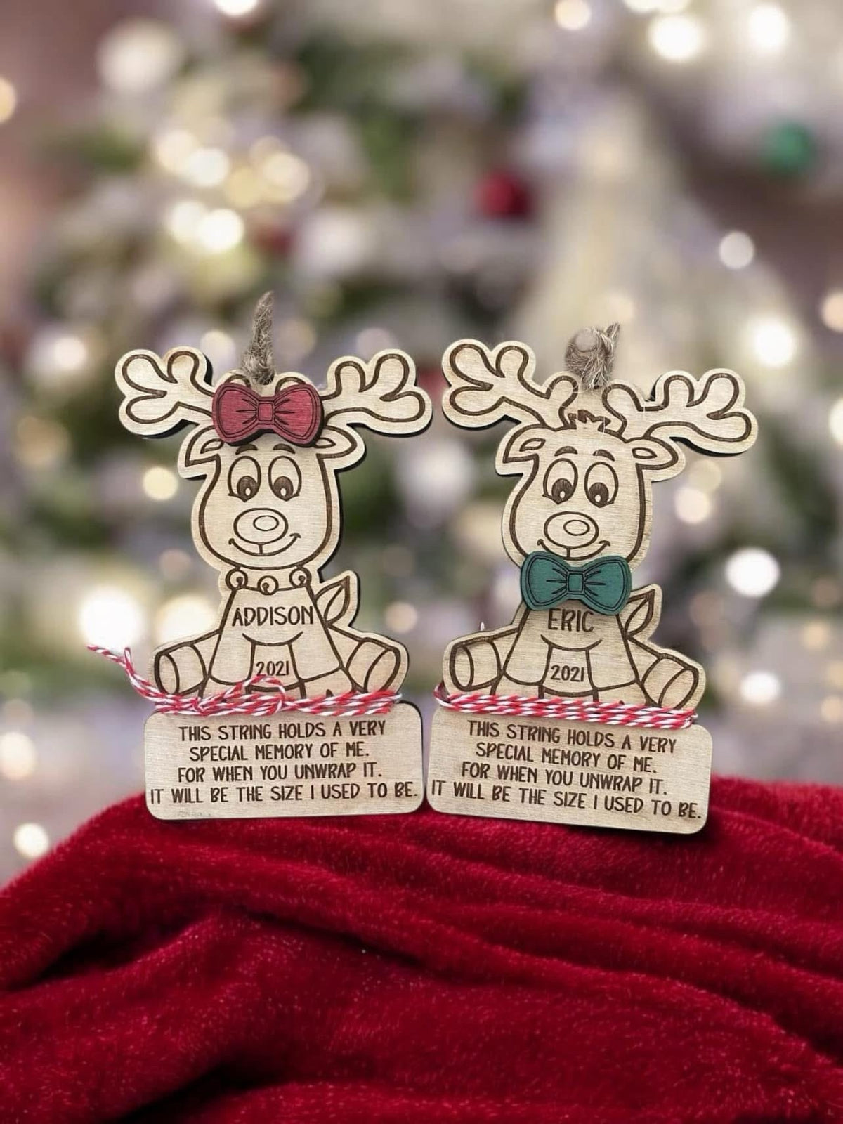 Personalized Reindeer Laser Engraved Wood Ornament