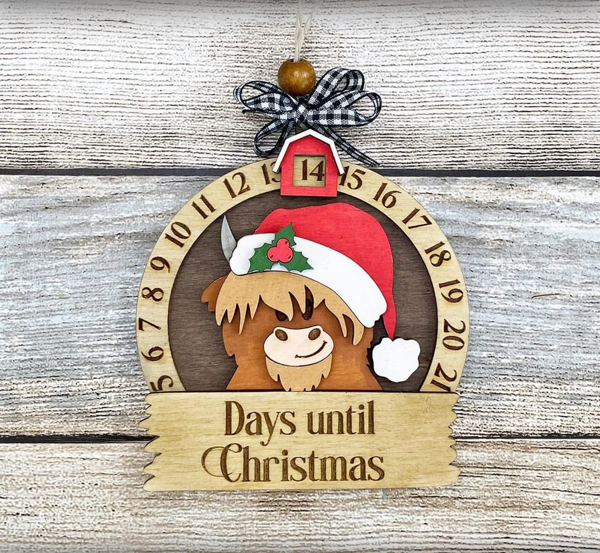 Highland Cow Countdown to Christmas Ornament