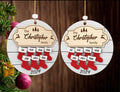 Personalized Family Name Stocking Engraved Wood Ornament