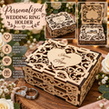 Personalized Laser-Cut Wooden Wedding Ring Box