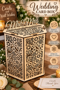 Mr. & Mrs. Laser-Cut Wooden Wedding Card Box