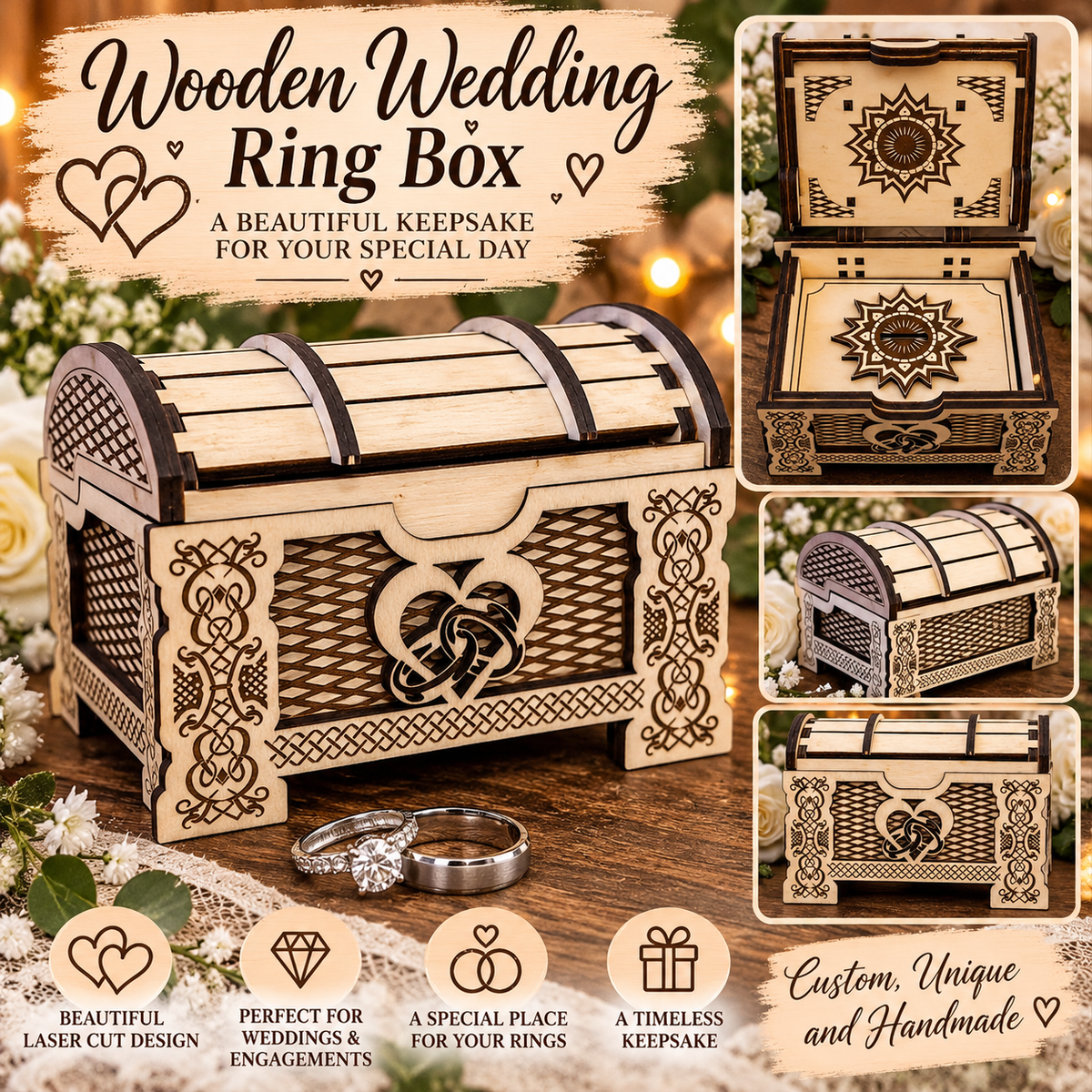 Wooden Wedding Ring Box